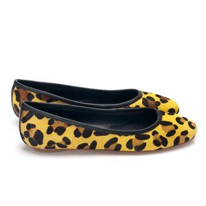 New HANDMADE Yellow Leopard Print Leather Loafers NYC Designer